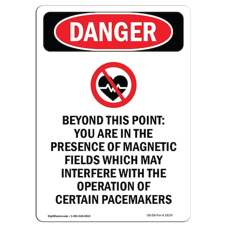 Signmission OSHA Danger Sign, 24" Height, Aluminum, Beyond This Point, Portrait, 1824-V-1639 OS-DS-A-1824-V-1639